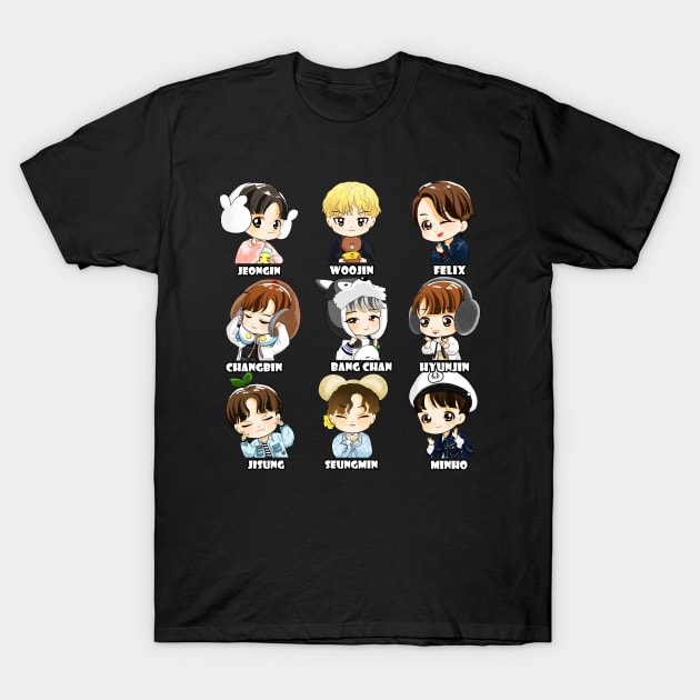 STRAY KIDS CHIBI ALL MEMBERS T-Shirt by LySaTee